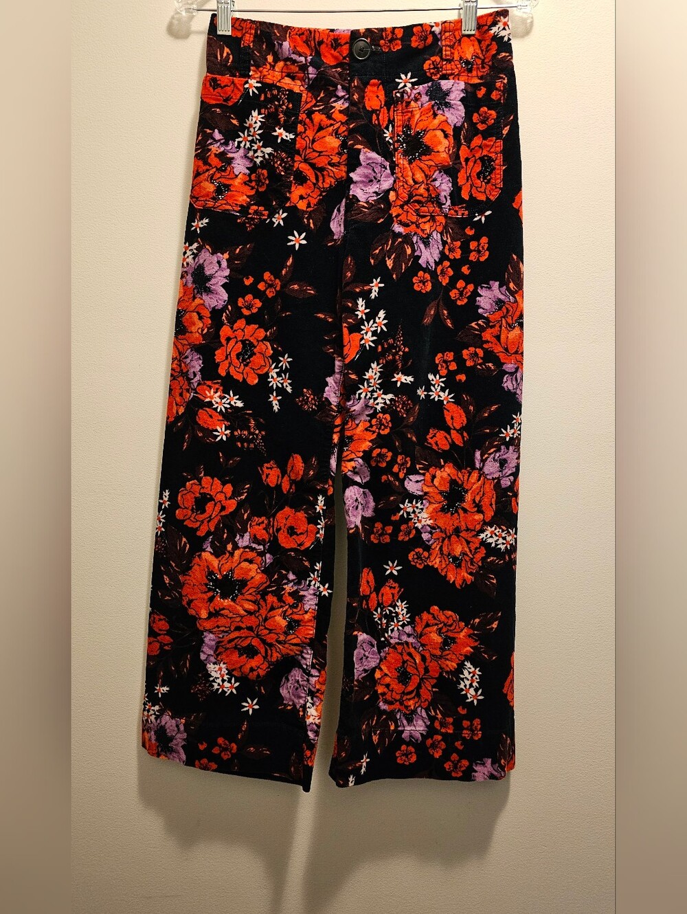 Maeve Colette Cropped Black Floral Pants Sz 27